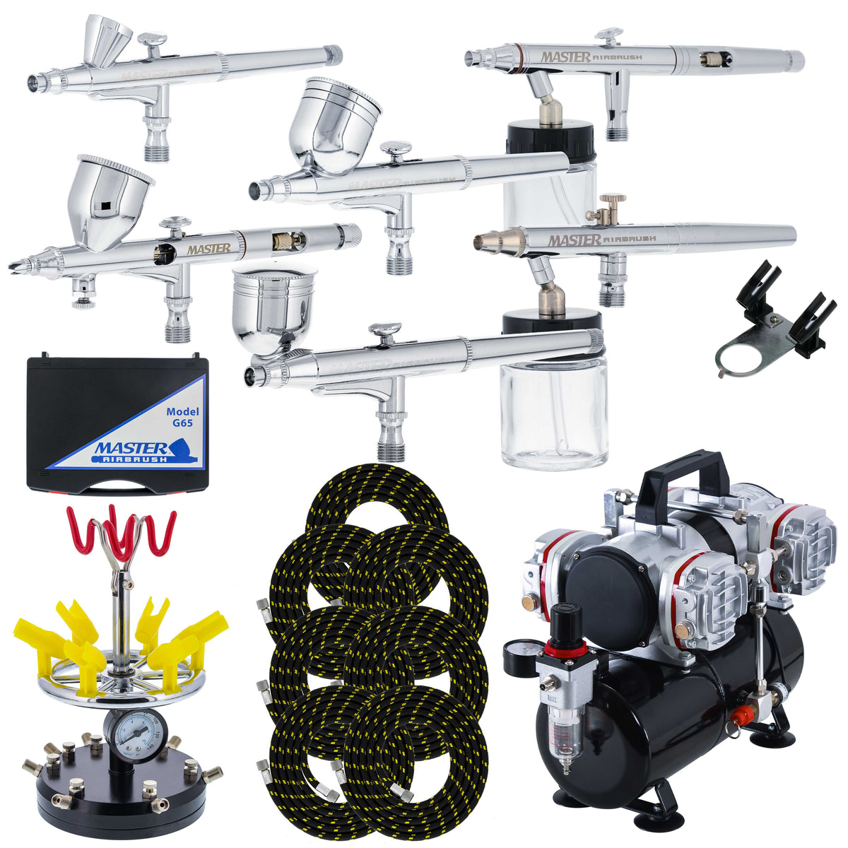 3 Multi-Purpose Master Airbrush Kit with High Performance Compact